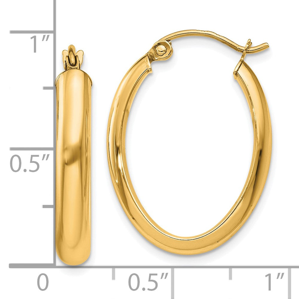 10k Yellow Gold 17 mm Oval Tube Hoop Earrings (1.34 grams)