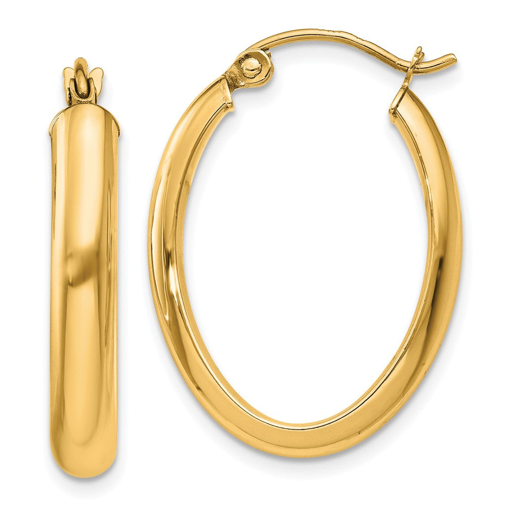 10k Yellow Gold 17 mm Oval Tube Hoop Earrings (1.34 grams)