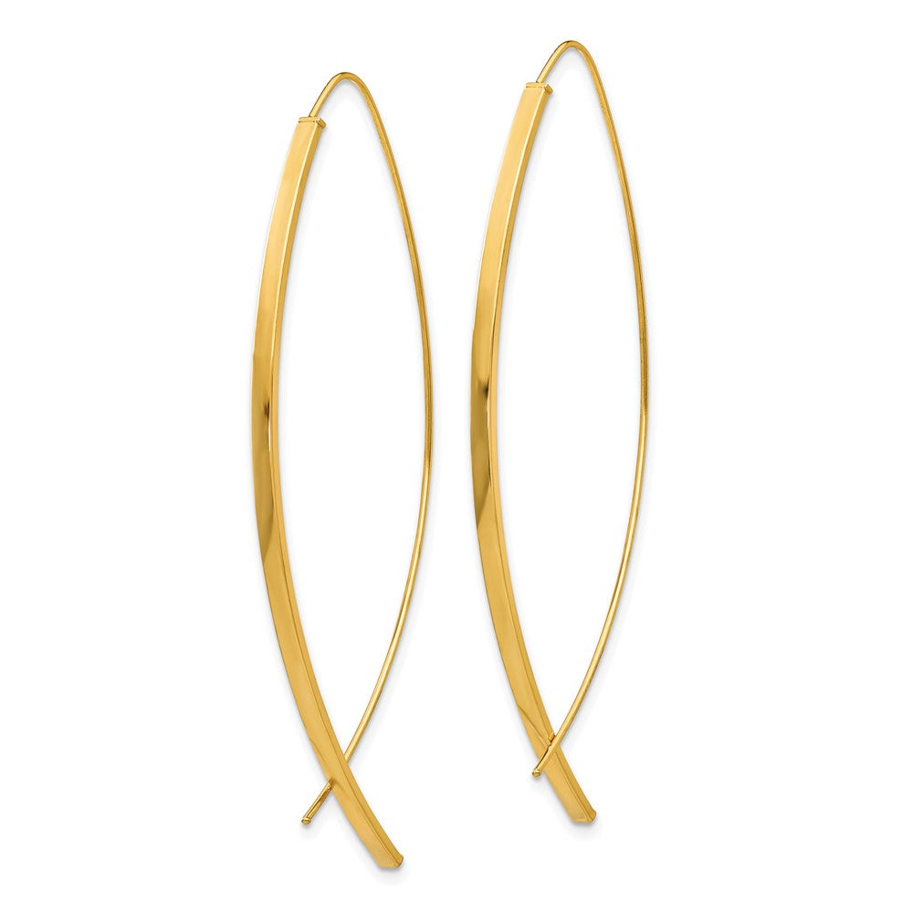 10k Yellow Gold 22.6 mm Square Tube Wire Threader Earrings (1.28 grams)