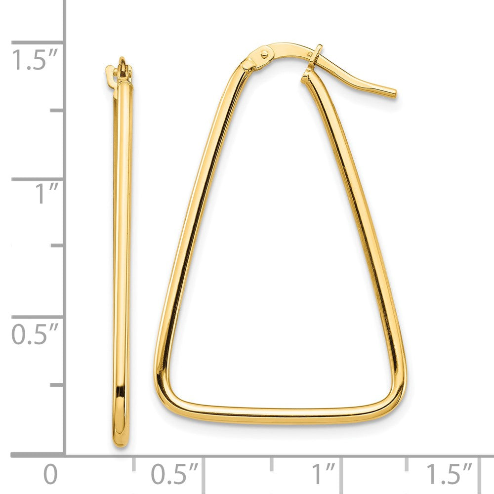 10k Yellow Gold 23.7 mm Polished Triangle Dangle Hoop Earrings (1.33 grams)