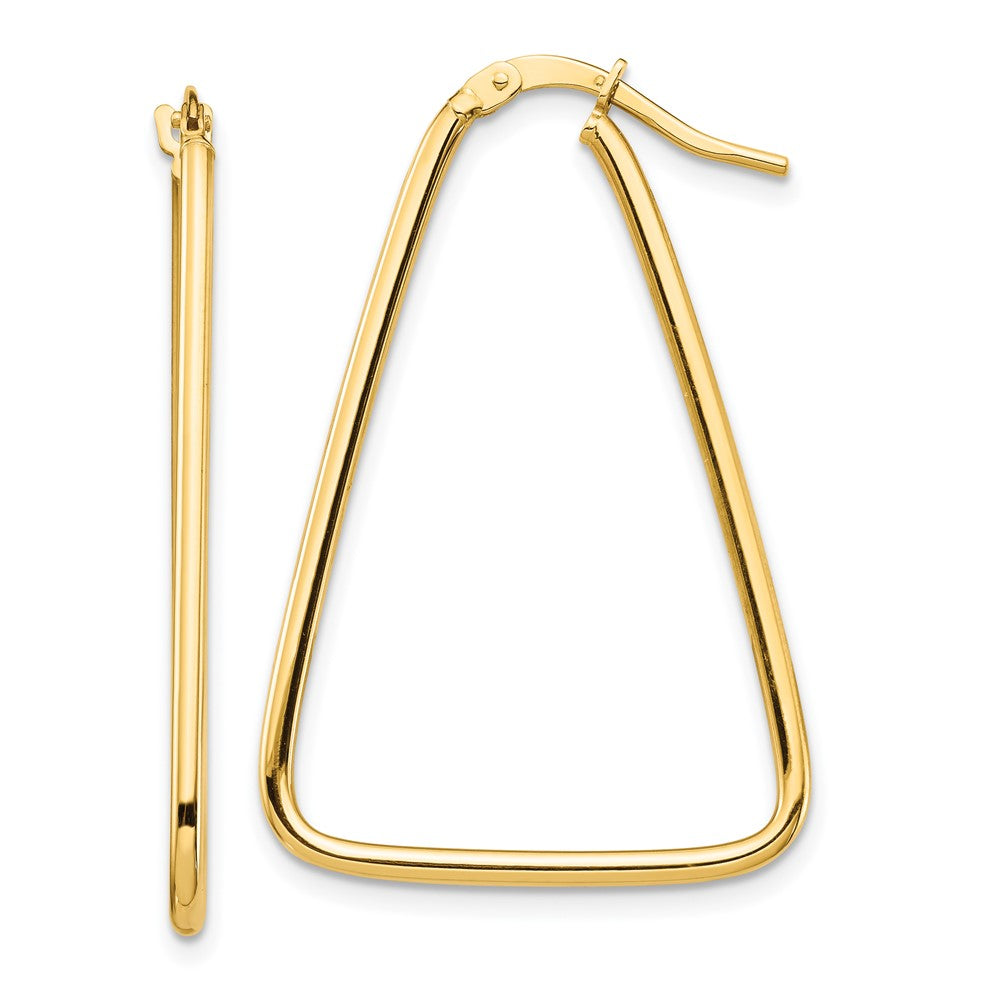 10k Yellow Gold 23.7 mm Polished Triangle Dangle Hoop Earrings (1.33 grams)