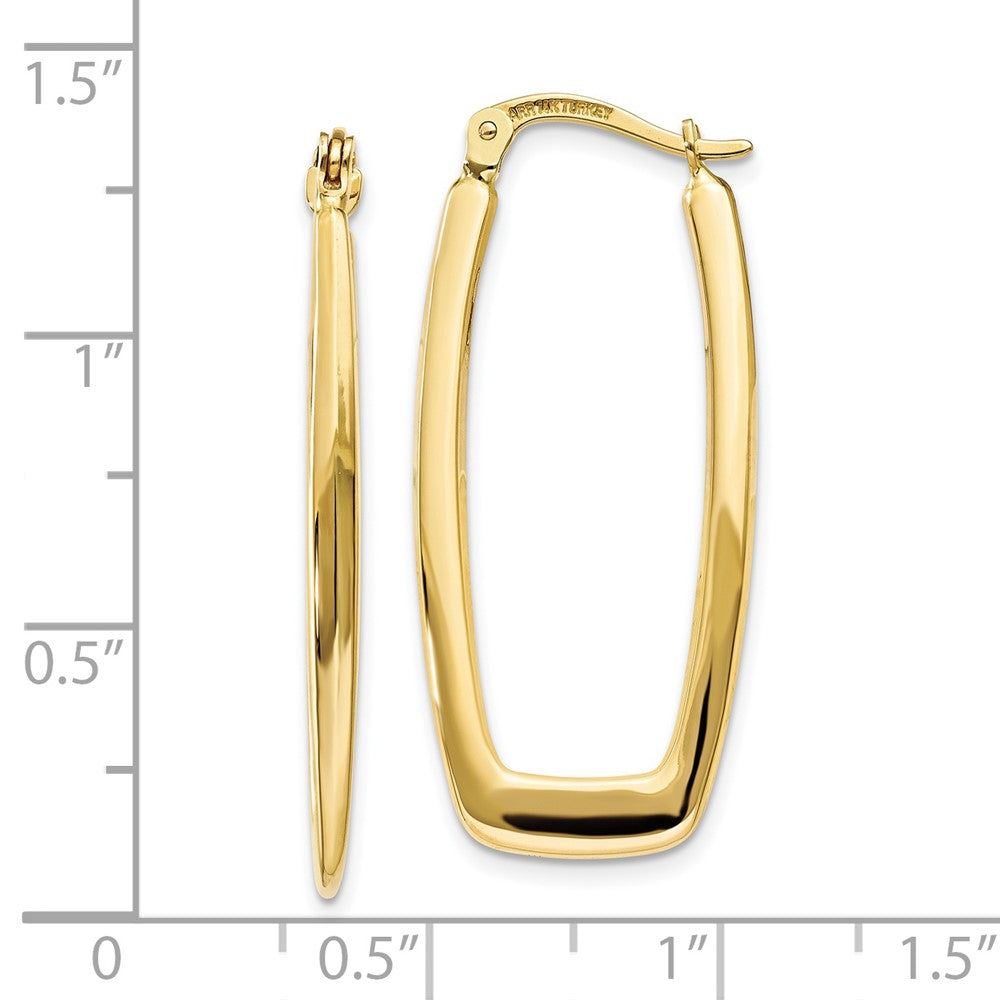 10k Yellow Gold 2.25 mm Rectangle Hoop Earrings (1.72 grams)