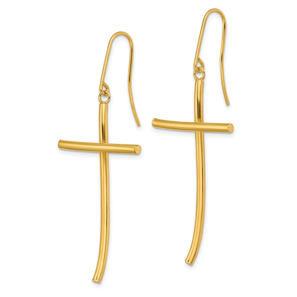 10k Yellow Gold 21.9 mm Polished Cross Dangle Earrings (1.98 grams)