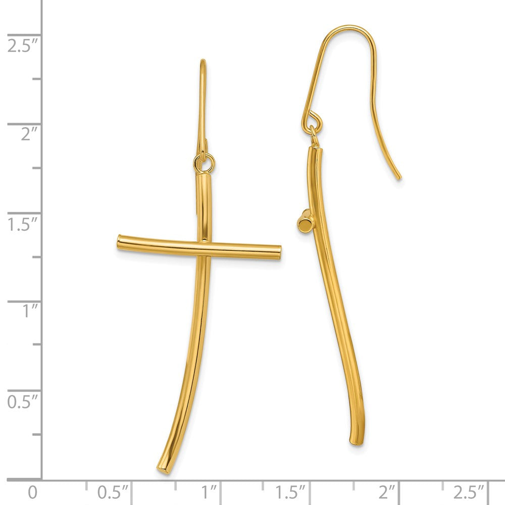 10k Yellow Gold 21.9 mm Polished Cross Dangle Earrings (1.98 grams)