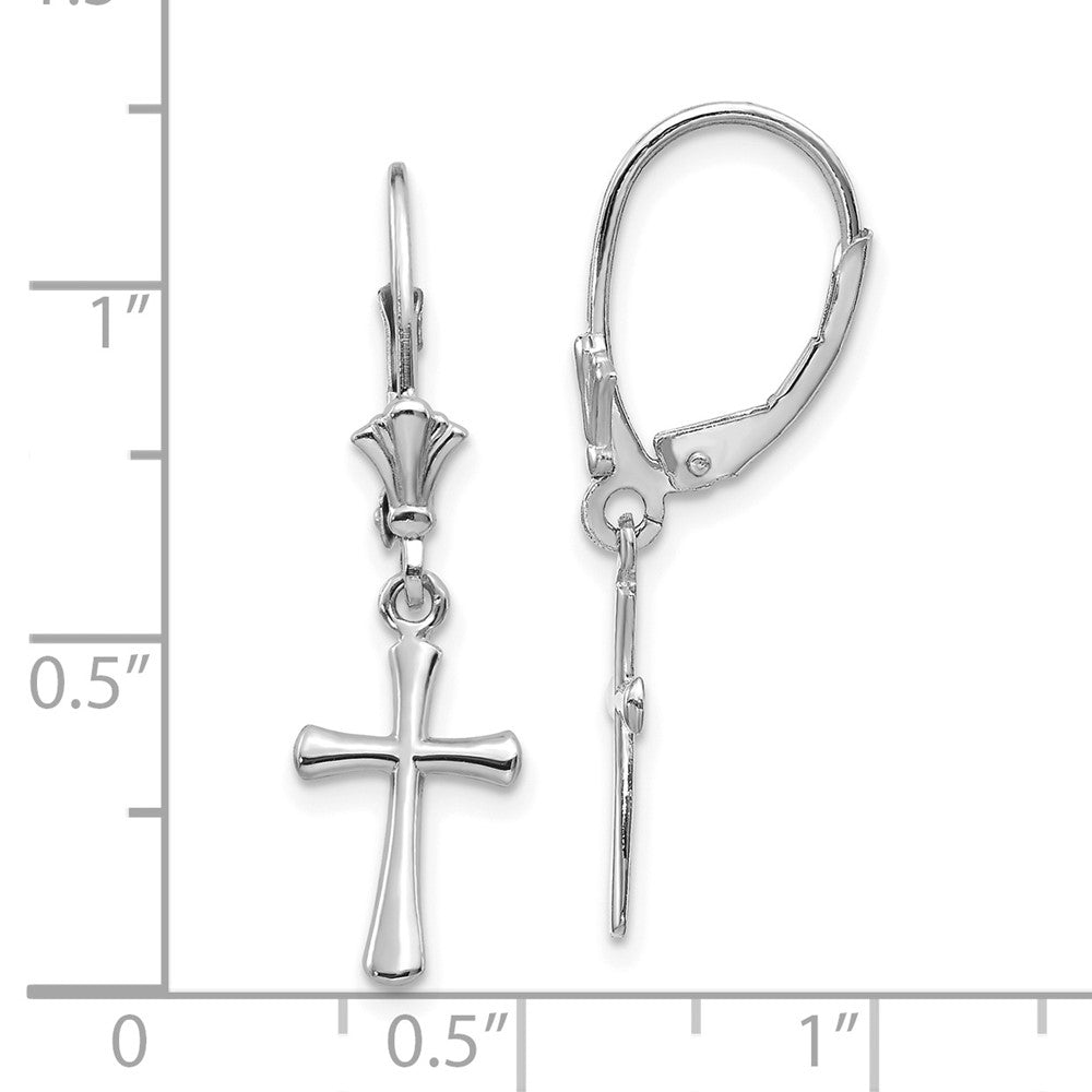 10k White Gold 8.04 mm  Cross Leverback Earrings (1.07 grams)