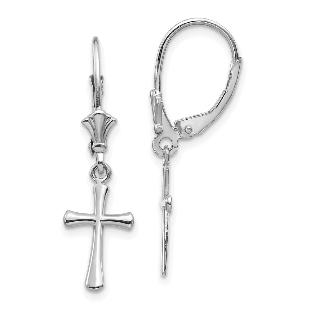 10k White Gold 8.04 mm  Cross Leverback Earrings (1.07 grams)