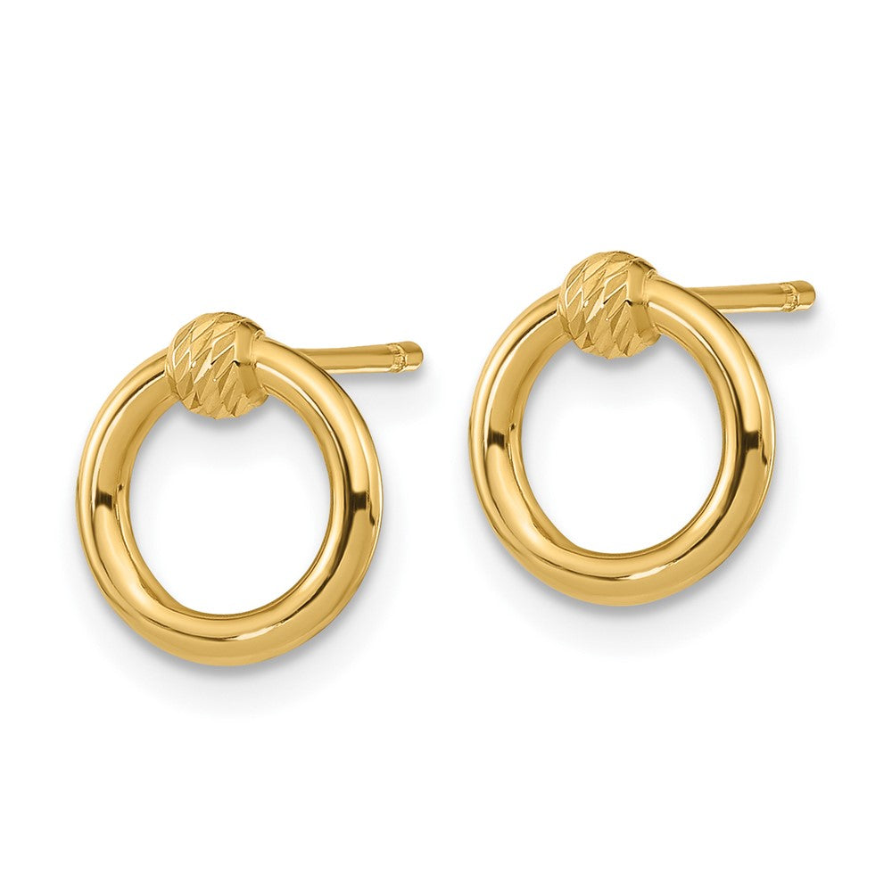 10k Yellow Gold 9.65 mm Polished D/C Circle Post Earrings