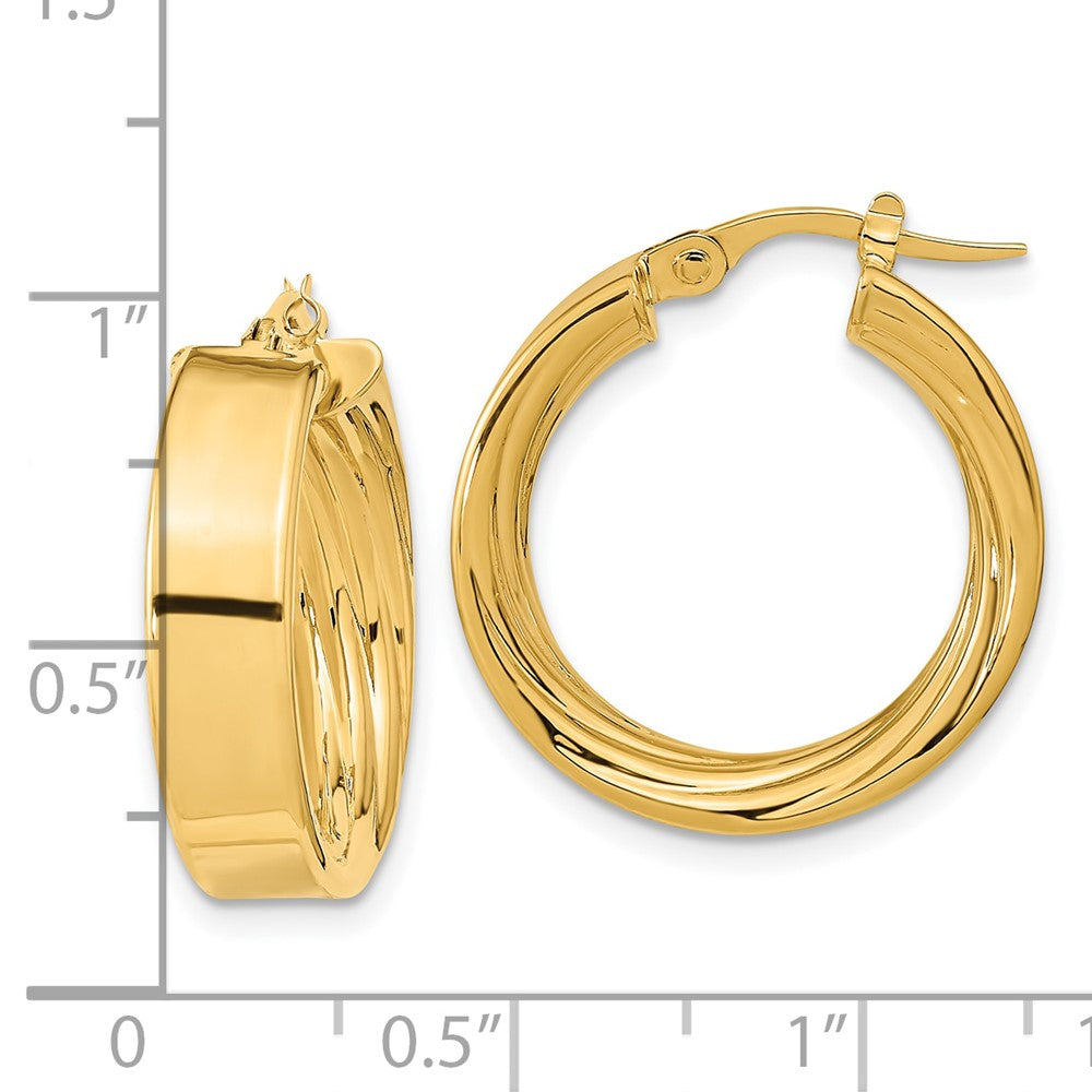 10k Yellow Gold 21.32 mm Polished and Textured Inside Hoop Earrings (2.53 grams)