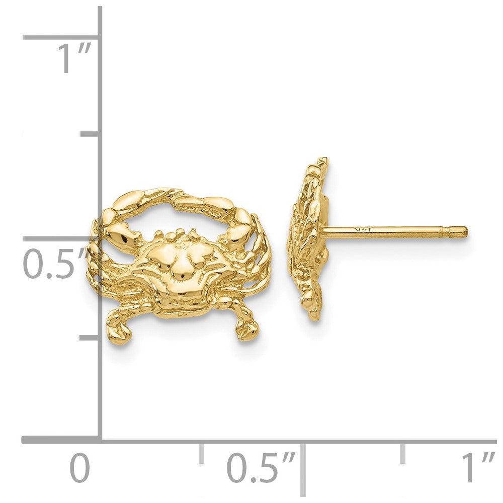 10k Yellow Gold 12 mm Crab Post Earrings (1.46 grams)