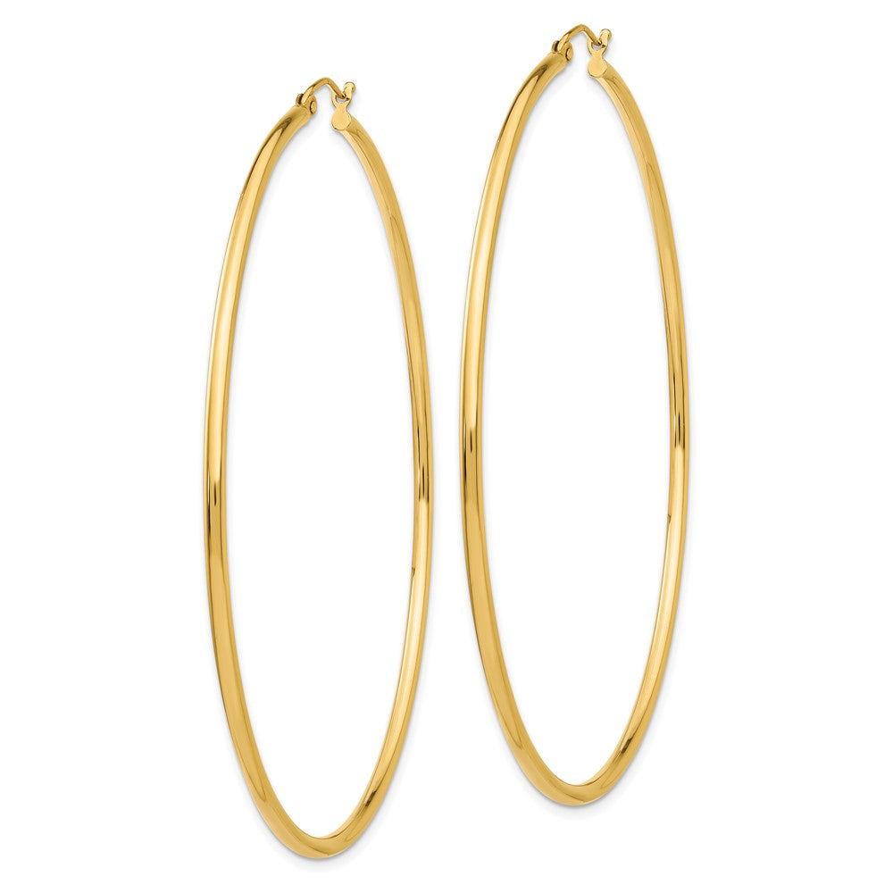 10k Yellow Gold 2 mm Lightweight Tube Hoop Earrings (3.39 grams)