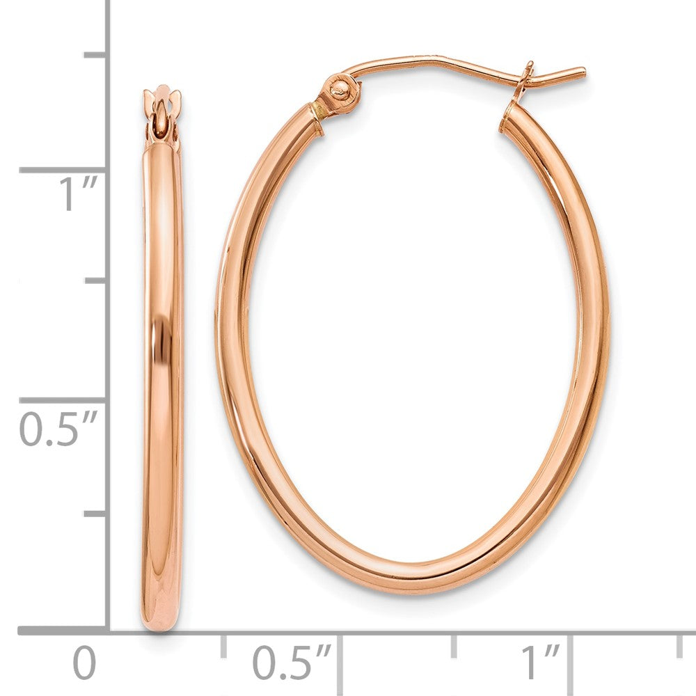 10k Rose Gold 21 mm Oval Hoop Earrings (1.53 grams)