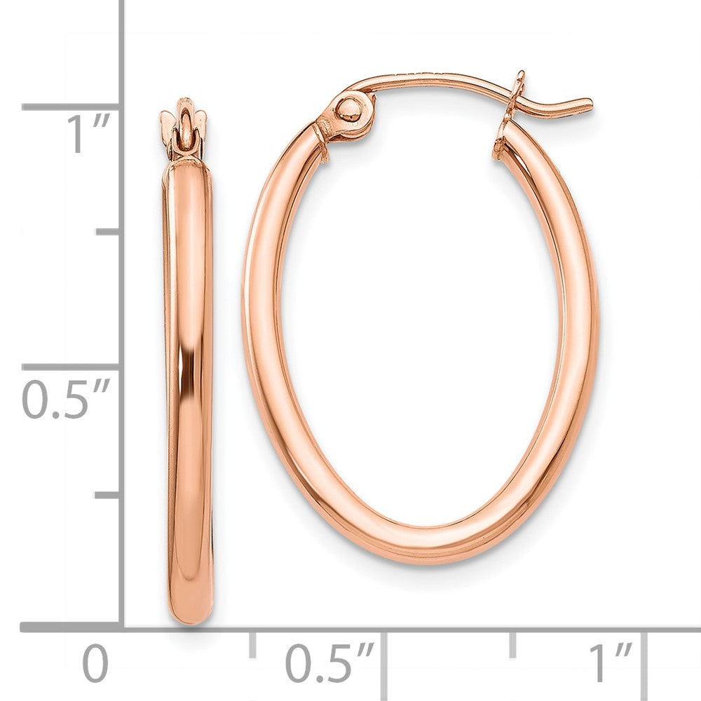 10k Rose Gold 17 mm Oval Hoop Earrings (1.29 grams)