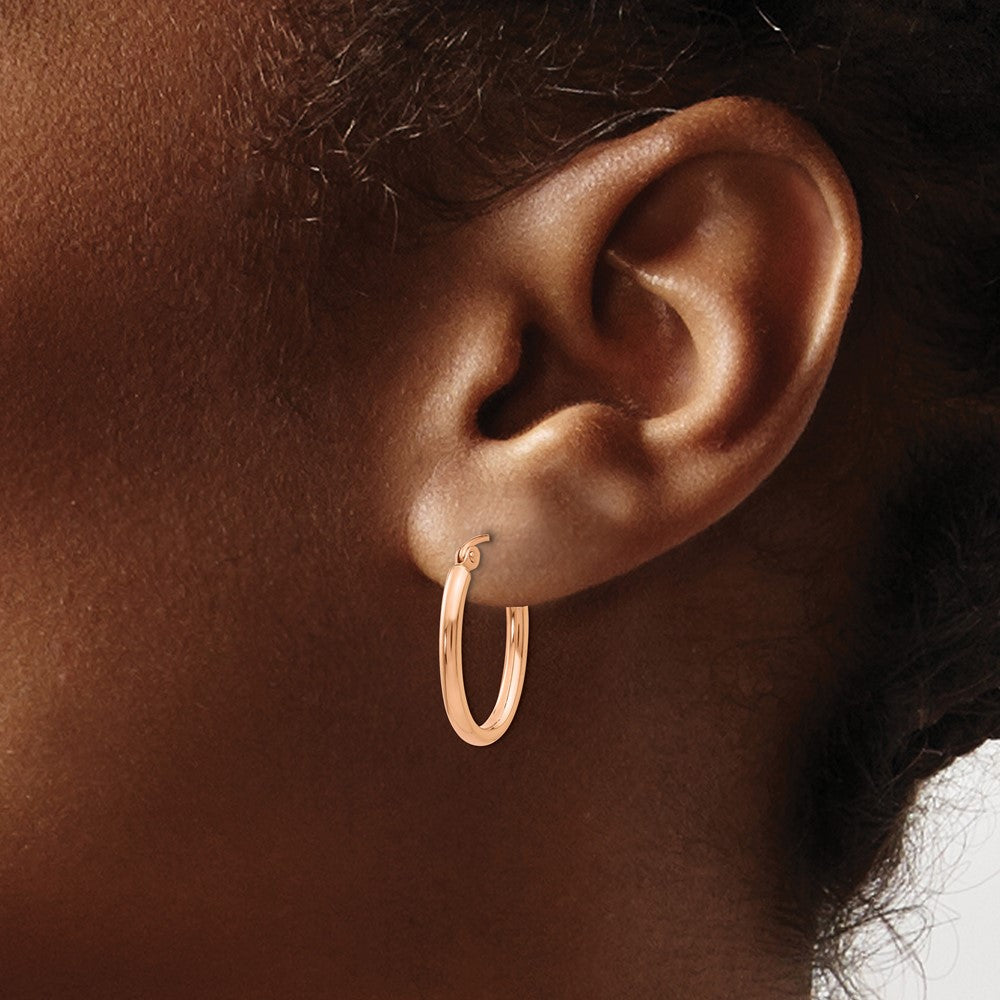 10k Rose Gold 13.5 mm Oval Hoop Earrings (1.01 grams)