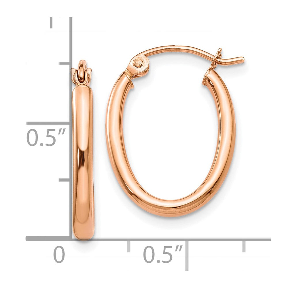 10k Rose Gold 13.5 mm Oval Hoop Earrings (1.01 grams)