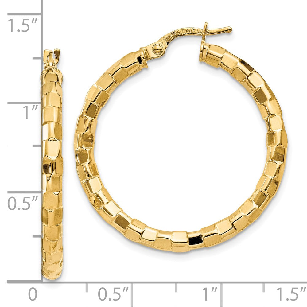 10k Yellow Gold 2 mm Polished/Textured Post Hoop Earring (1.83 grams)