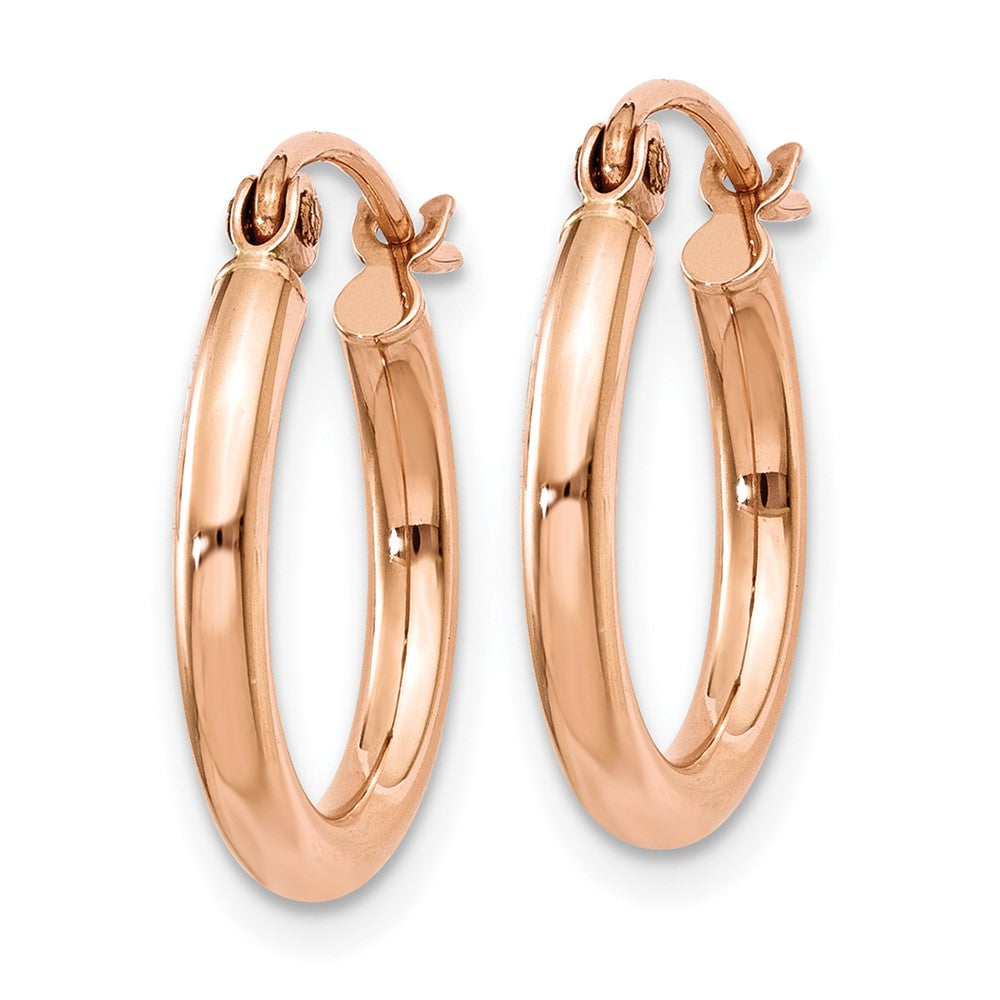 10k Rose Gold 2 mm Lightweight Tube Hoop Earrings (0.73 grams)