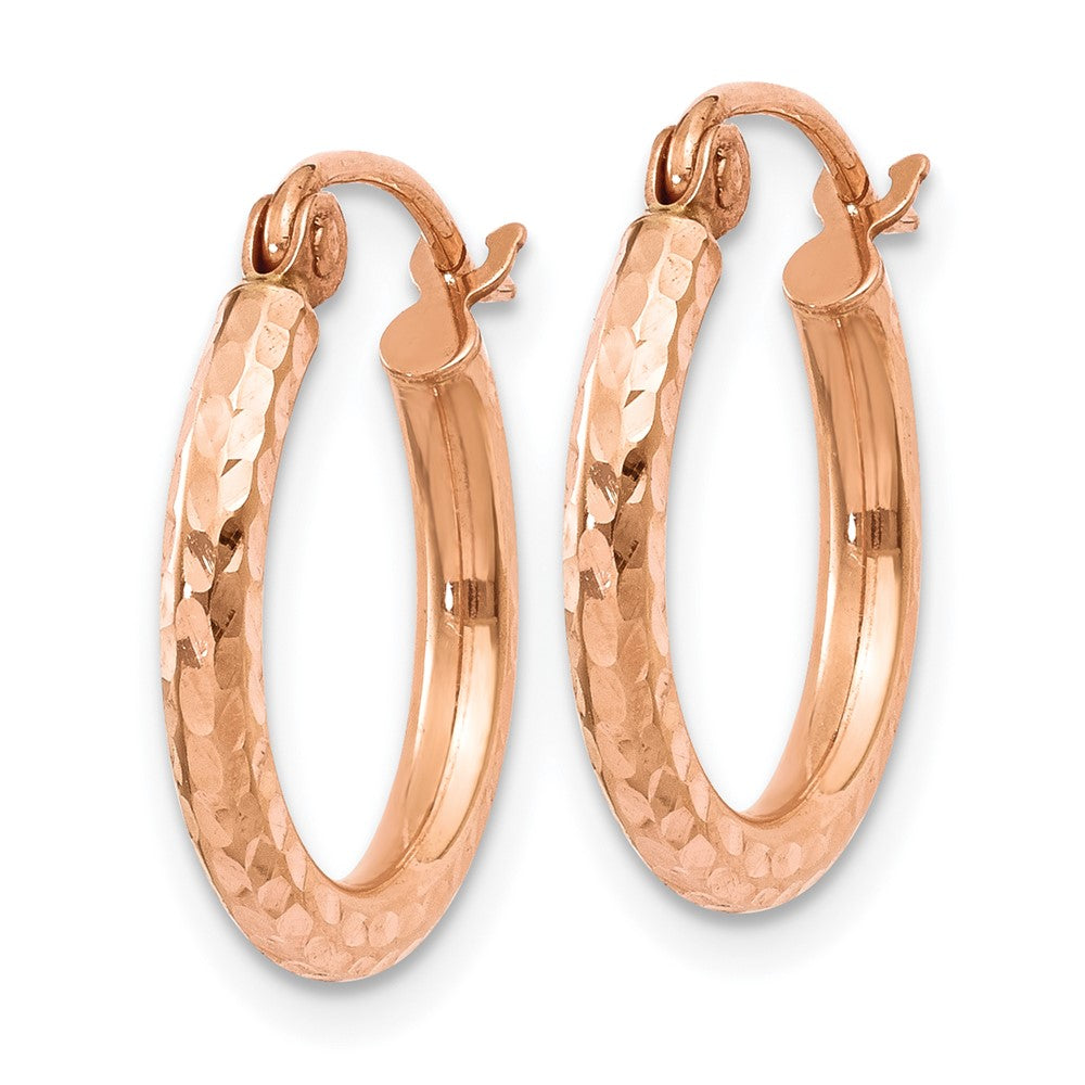 10k Rose Gold 2 mm Rose Gold Lightweight Diamond-cut Hoop Earrings (0.72 grams)