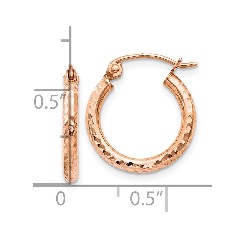 10k Rose Gold 2 mm Rose Gold Lightweight Diamond-cut Hoop Earrings (0.72 grams)