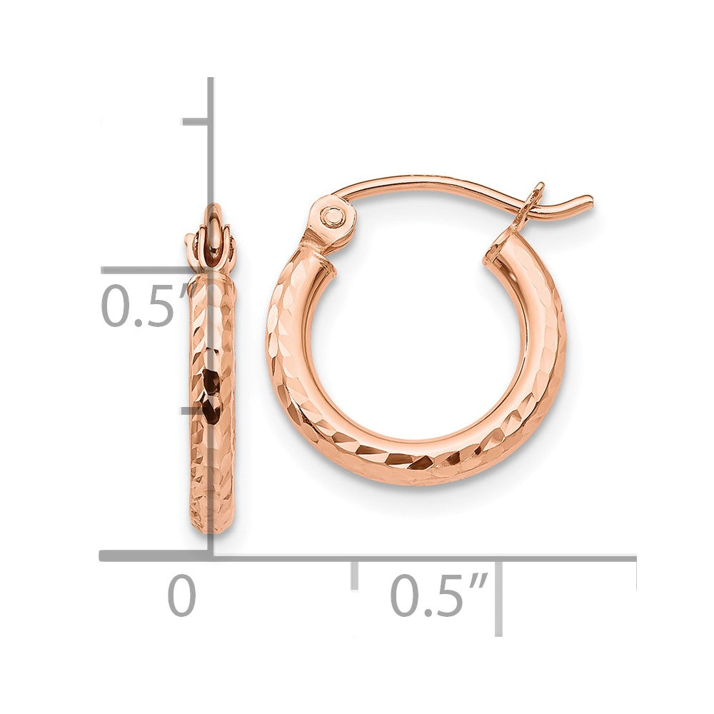 10k Rose Gold 2 mm Rose Gold Lightweight Diamond-cut Hoop Earrings (0.62 grams)