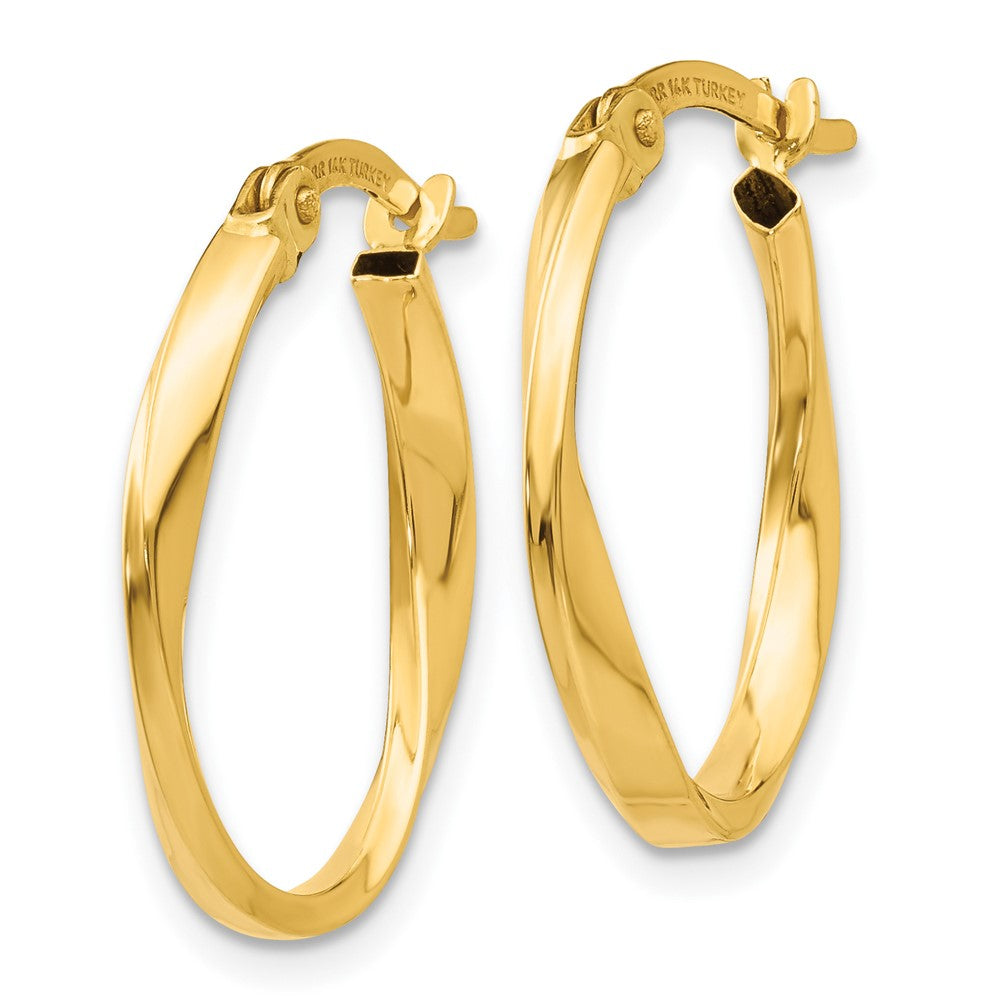 10k Yellow Gold 16 mm Gold Polished Twisted Oval Hoop Earrings