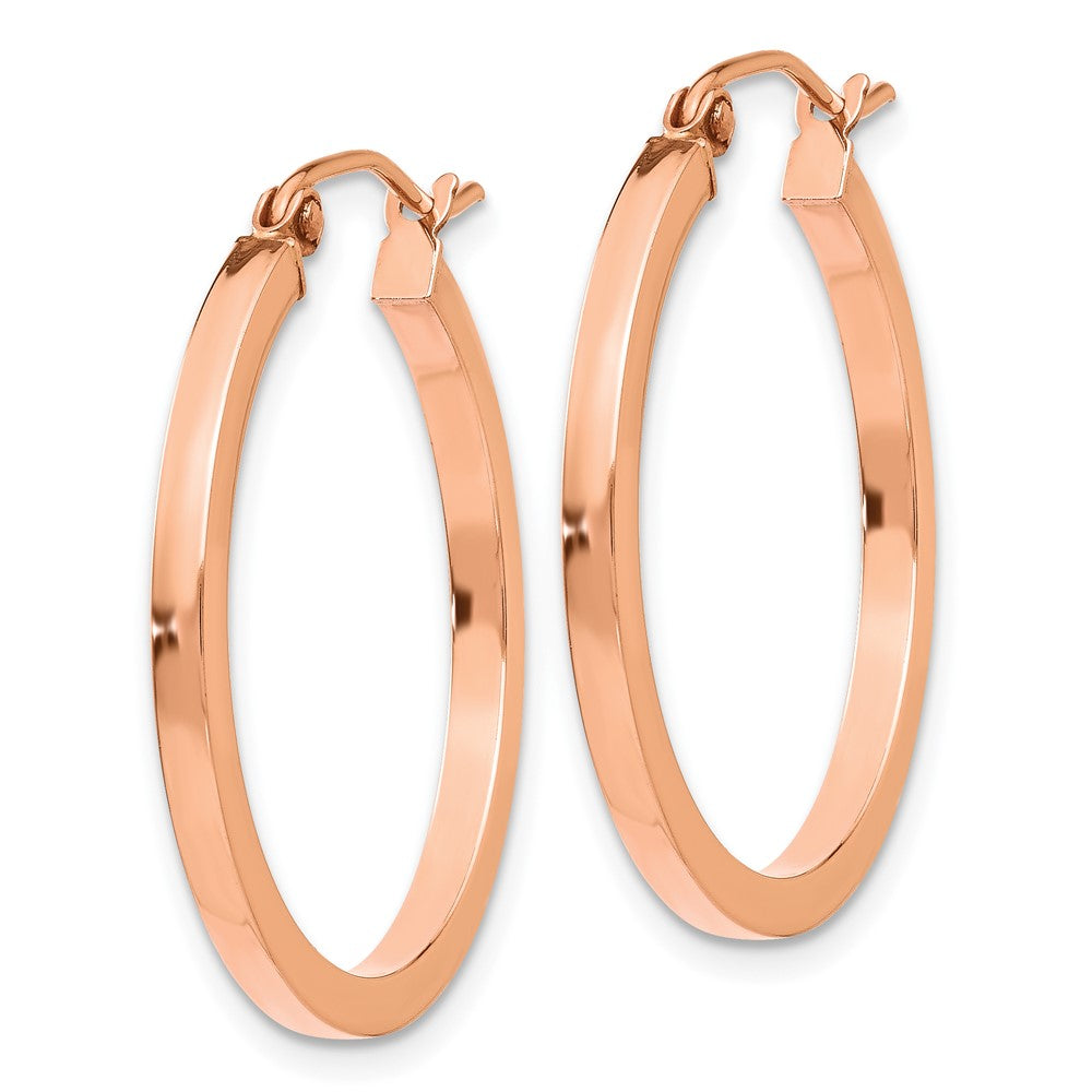 10k Rose Gold 2 mm Lightweight Square Tube Hoop Earrings (1.39 grams)