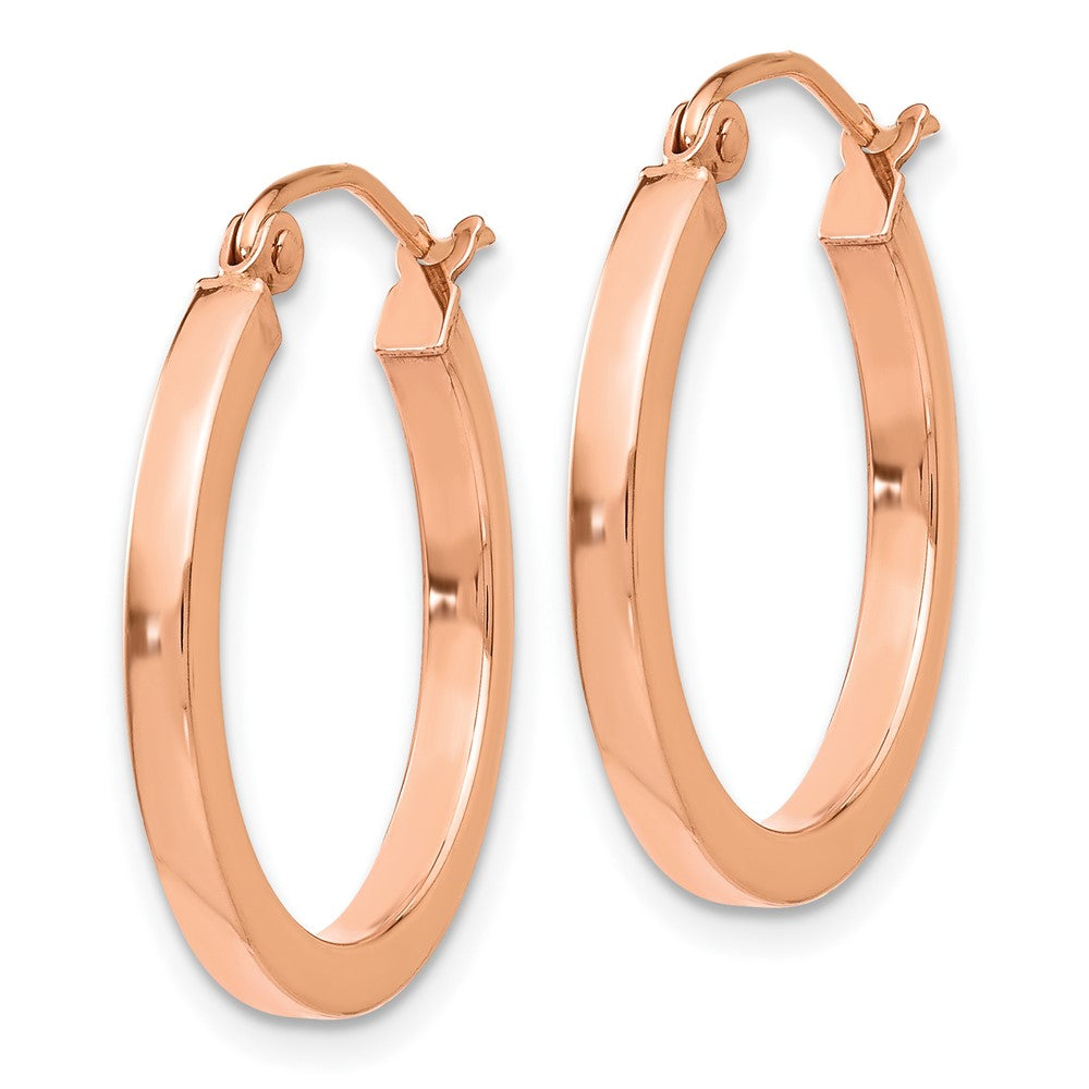 10k Rose Gold 2 mm Lightweight Square Tube Hoop Earrings (1.19 grams)