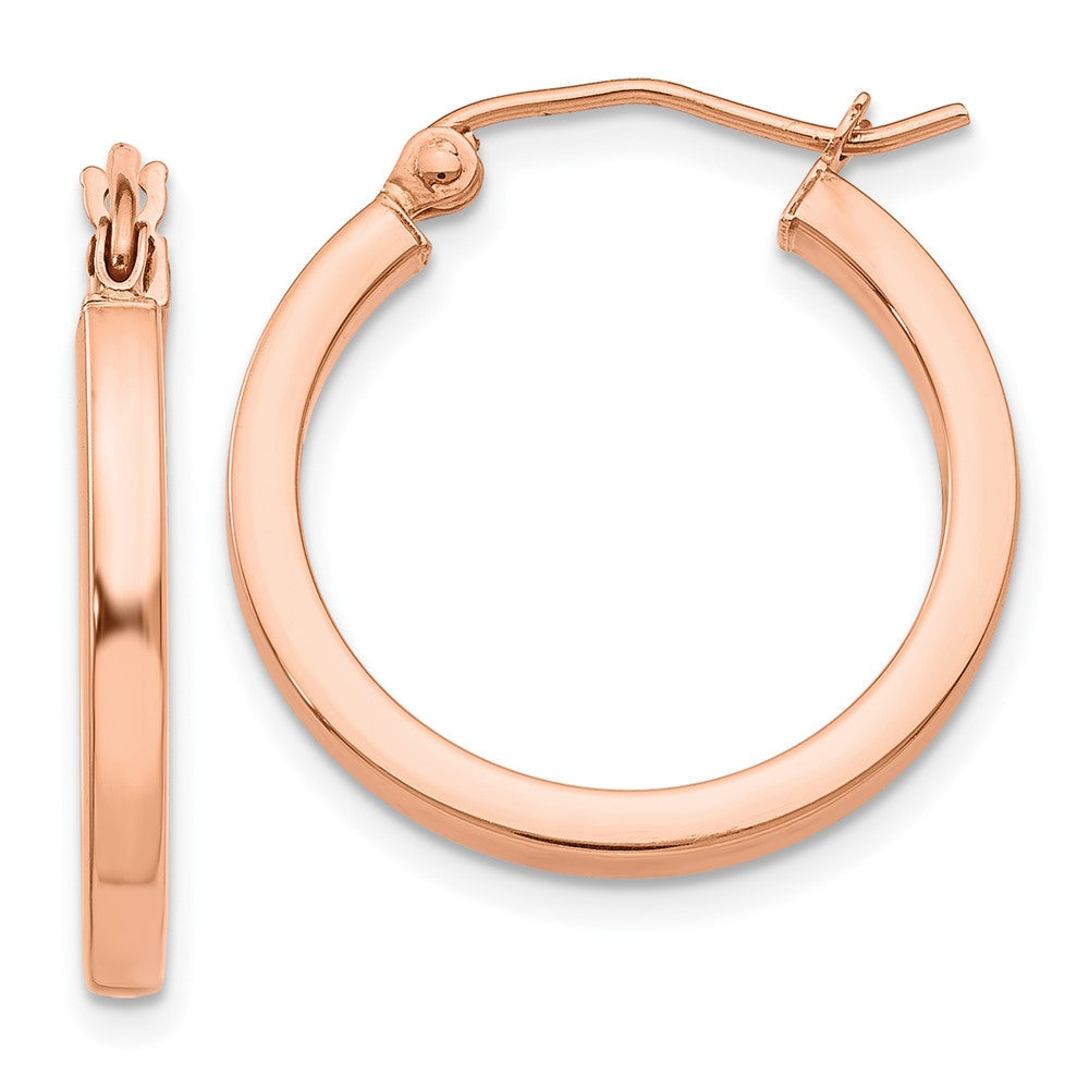 10k Rose Gold 2 mm Lightweight Square Tube Hoop Earrings (1.19 grams)