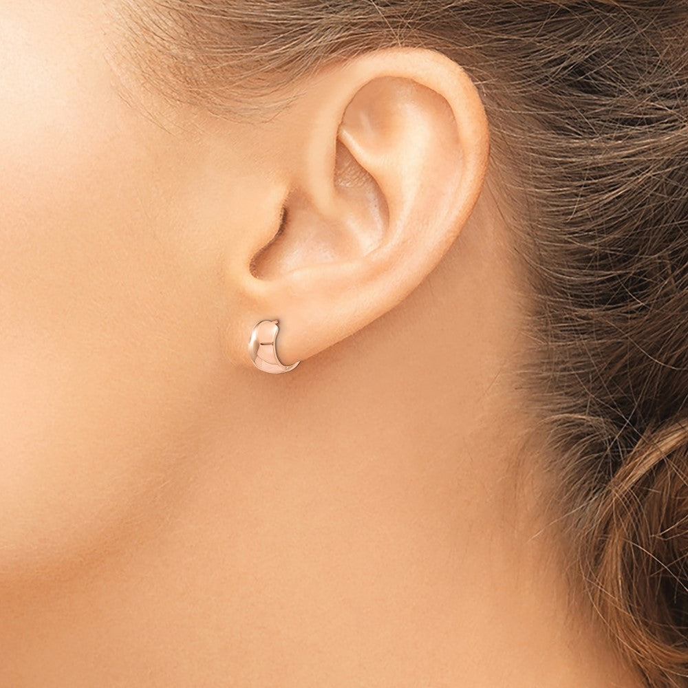 10k Rose Gold 7 mm Round Hinged Hoop Earrings