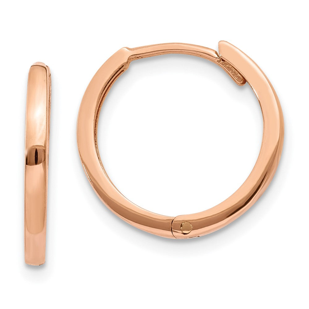 10k Rose Gold 1.5 mm Round Hinged Hoop Earrings (1.05 grams)