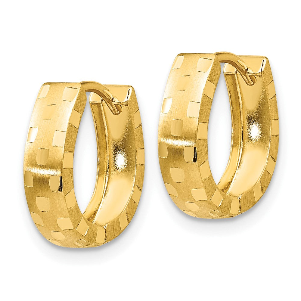 10k Yellow Gold 4 mm Patterned Hinged Hoop Earrings (0.8 grams)