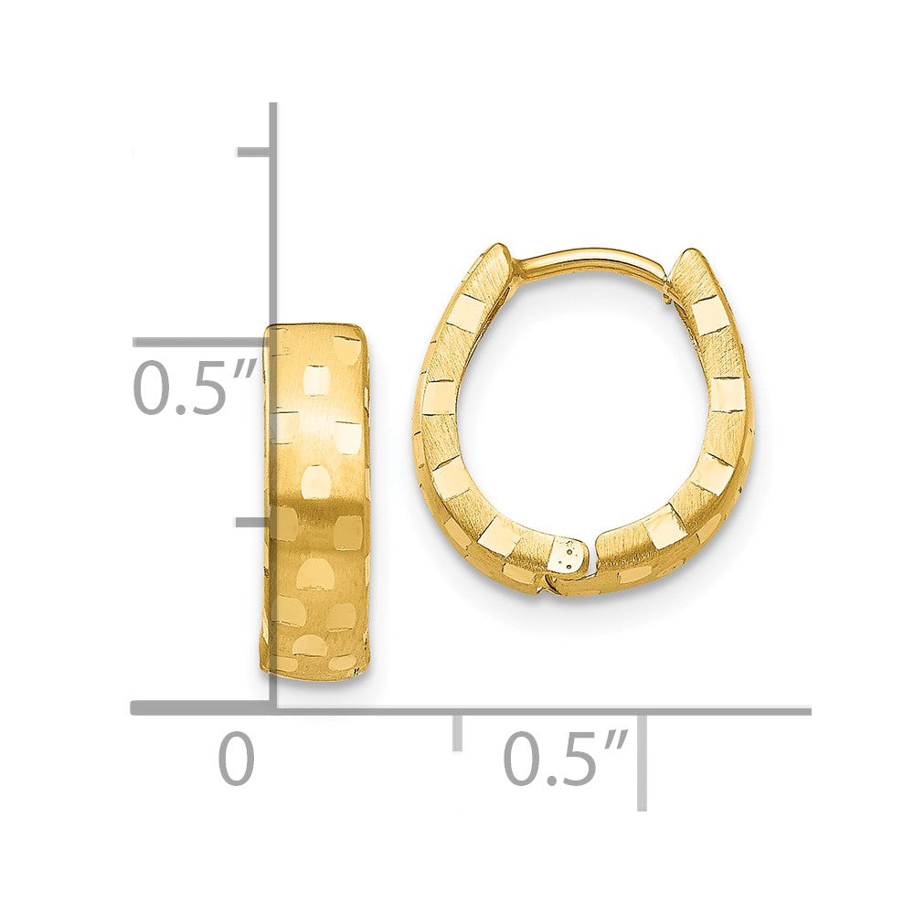 10k Yellow Gold 4 mm Patterned Hinged Hoop Earrings (0.8 grams)