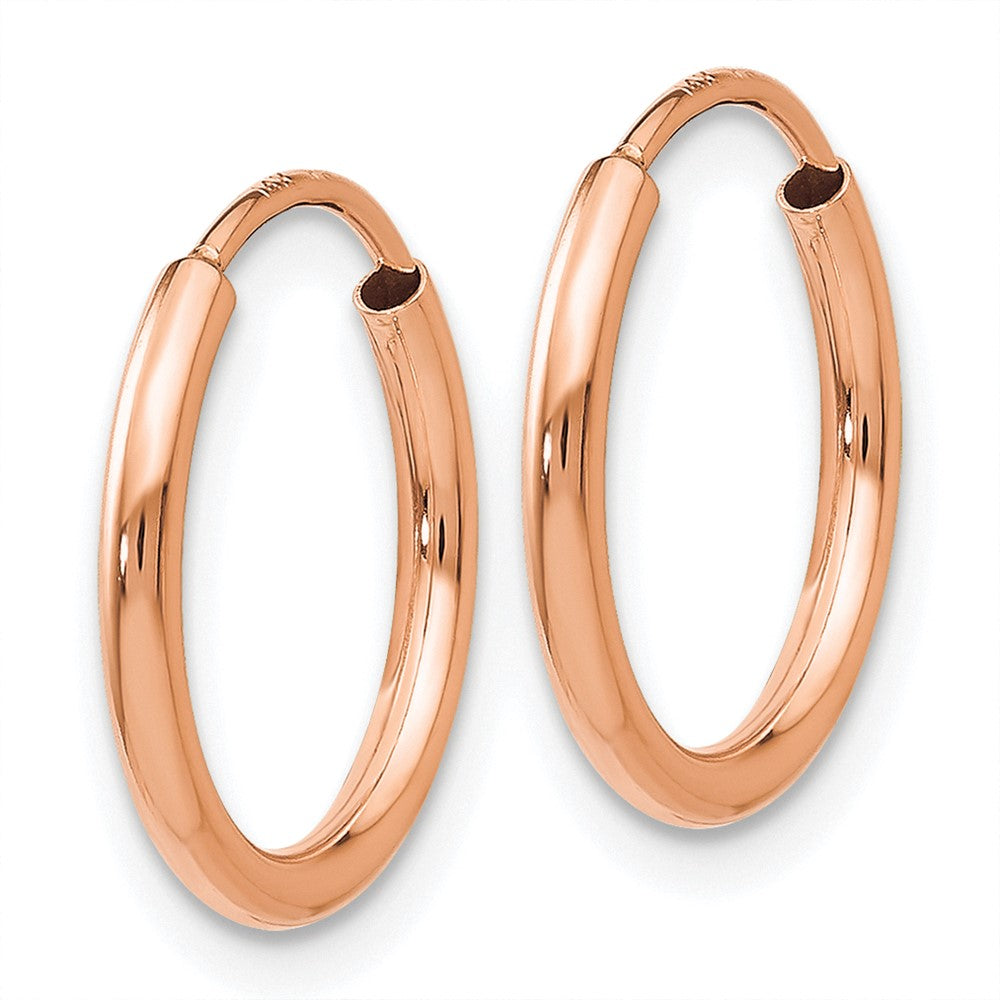 10k Rose Gold 15 mm Polished Endless Tube Hoop Earrings (0.47 grams)