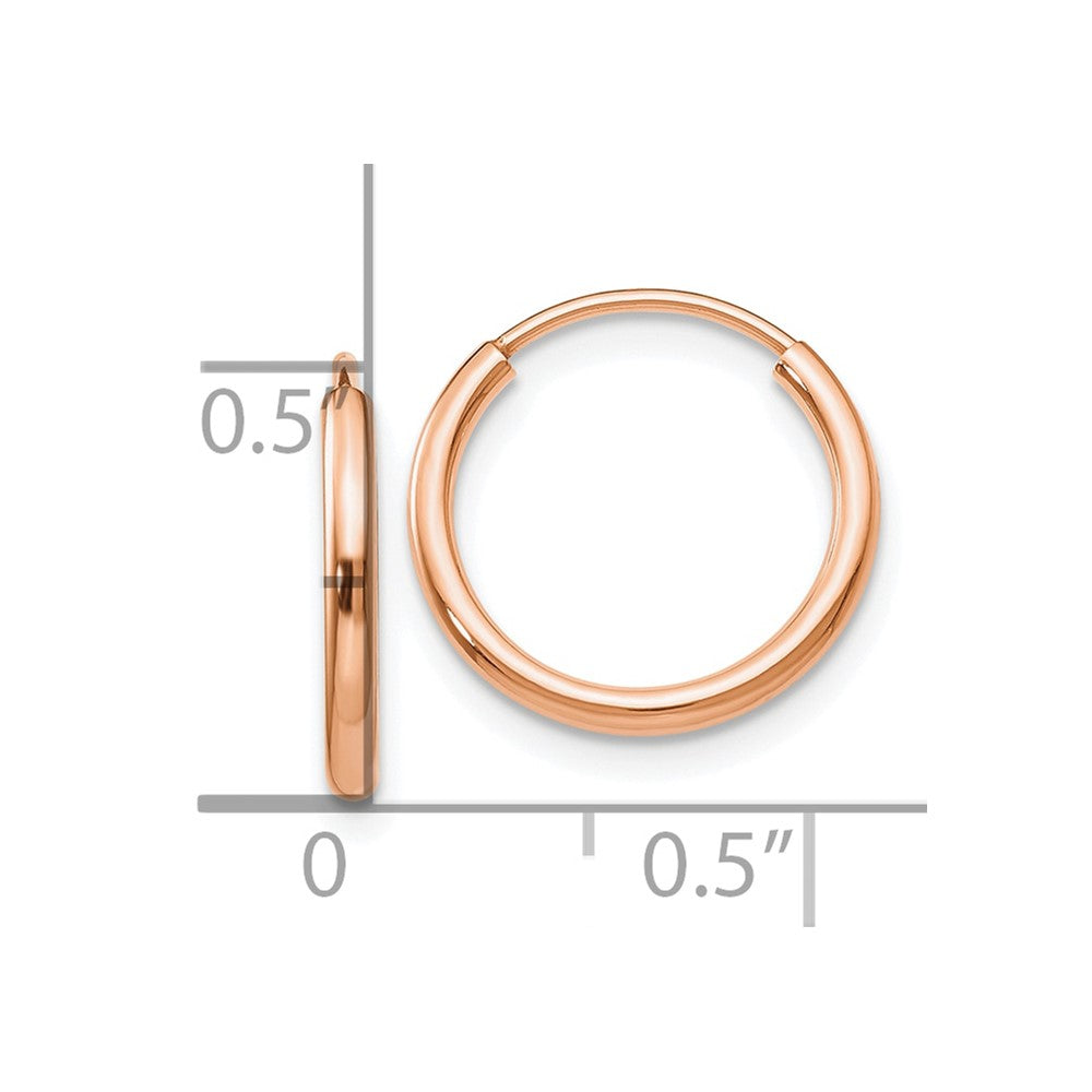 10k Rose Gold 15 mm Polished Endless Tube Hoop Earrings (0.47 grams)