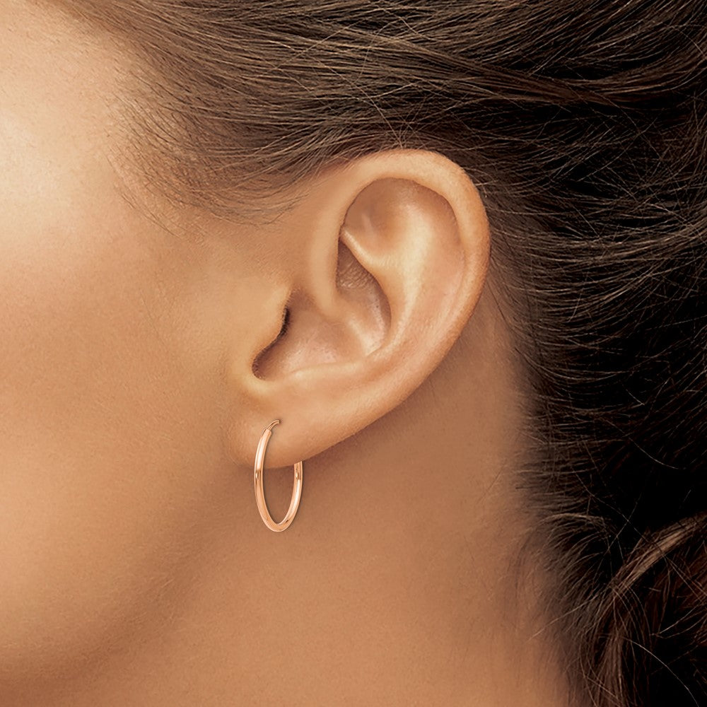 10k Rose Gold 17 mm Polished Endless Tube Hoop Earrings (0.66 grams)