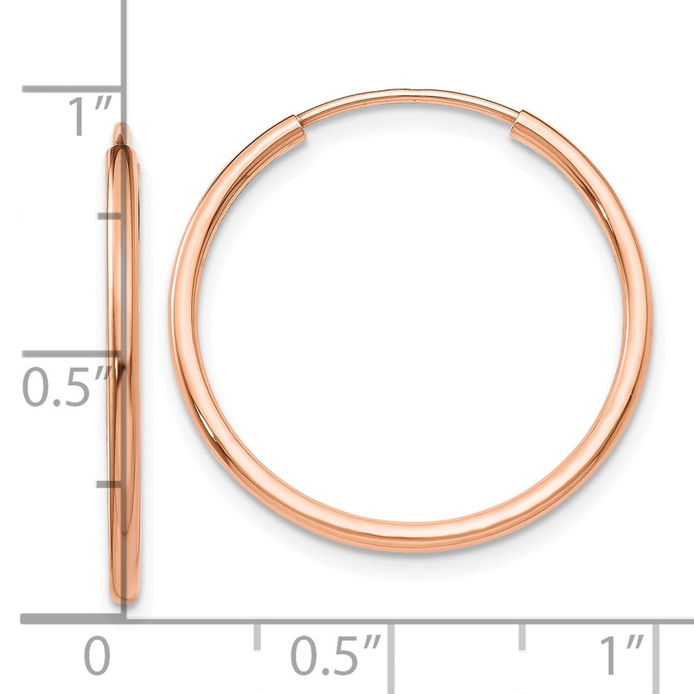 10k Rose Gold 23 mm Polished Endless Tube Hoop Earrings (0.7 grams)