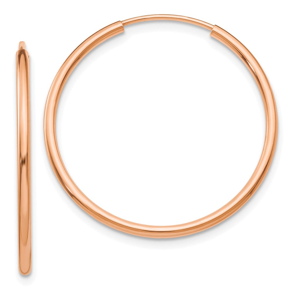 10k Rose Gold 26 mm Polished Endless Tube Hoop Earrings (0.89 grams)