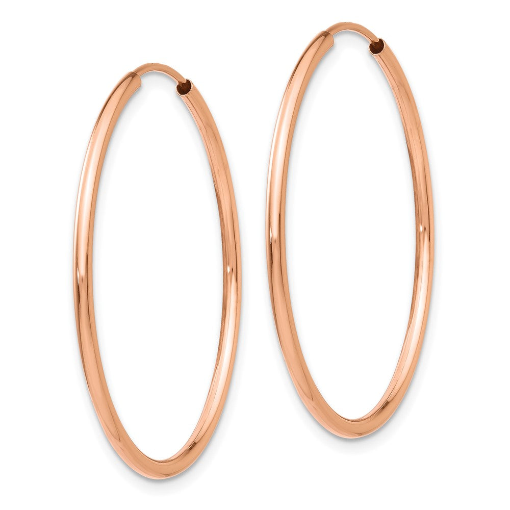 10k Rose Gold 30 mm Polished Endless Tube Hoop Earrings (1.21 grams)