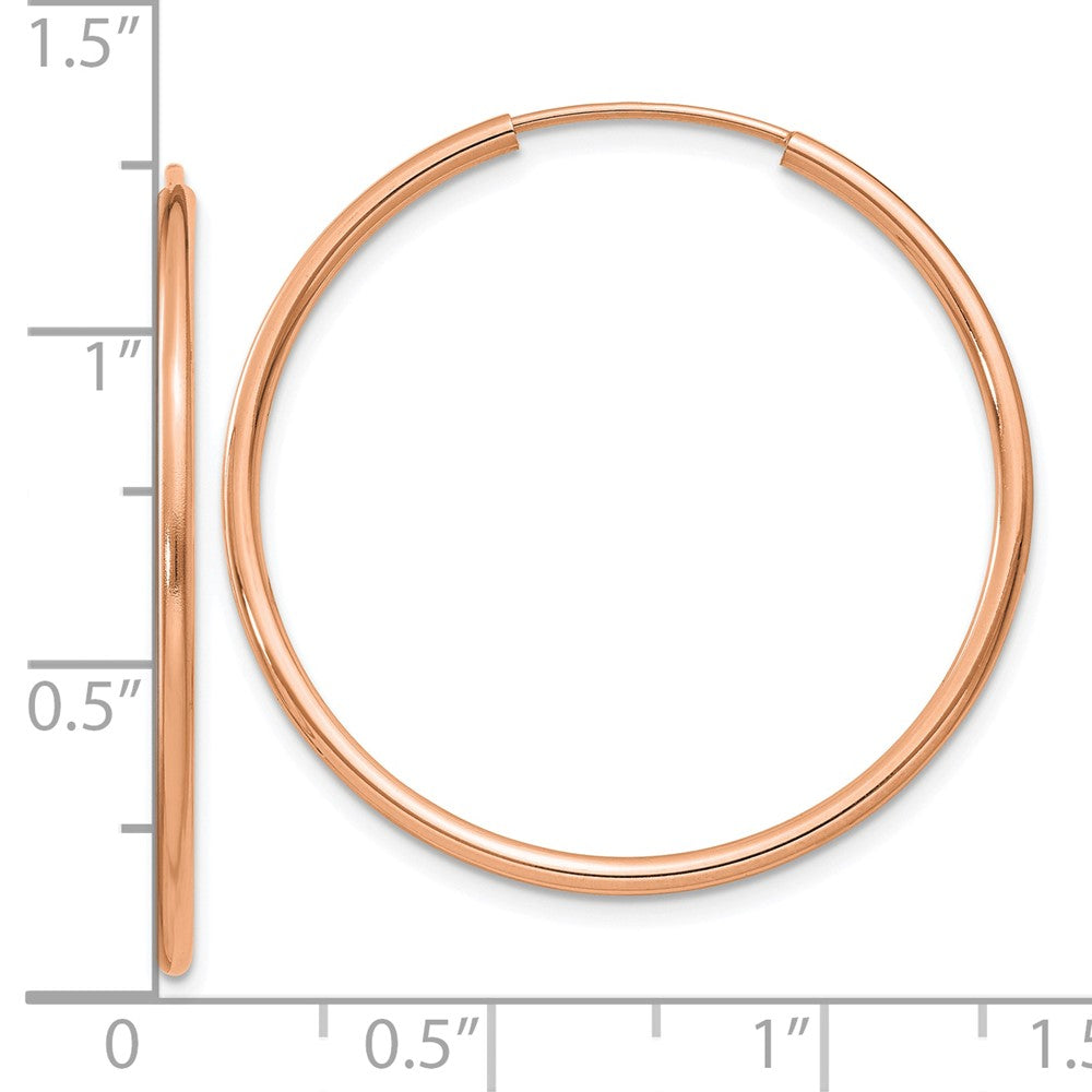 10k Rose Gold 30 mm Polished Endless Tube Hoop Earrings (1.21 grams)