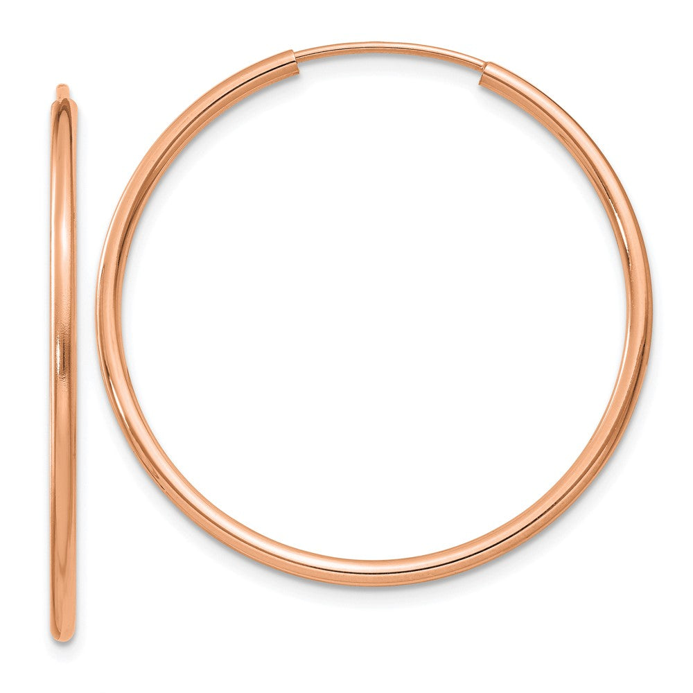 10k Rose Gold 30 mm Polished Endless Tube Hoop Earrings (1.21 grams)