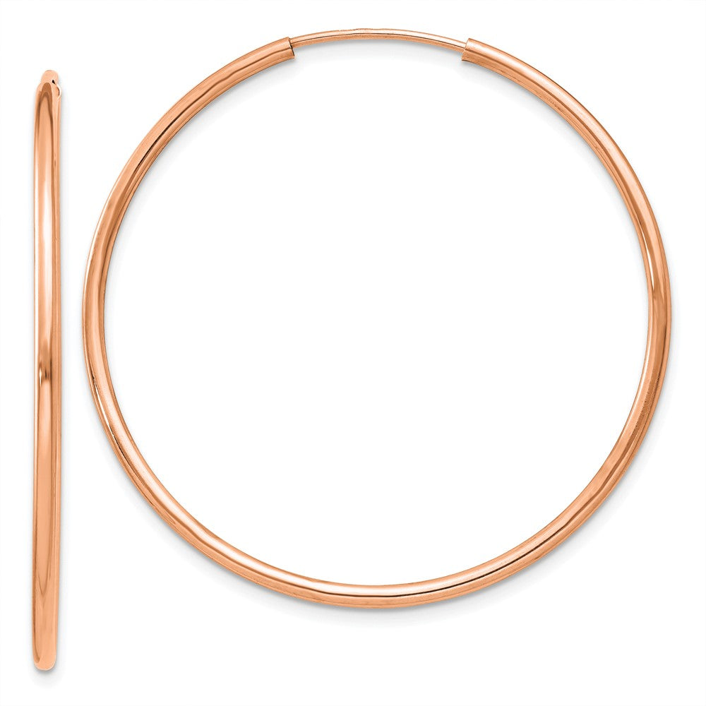 10k Rose Gold 38 mm Polished Endless Tube Hoop Earrings (1.32 grams)