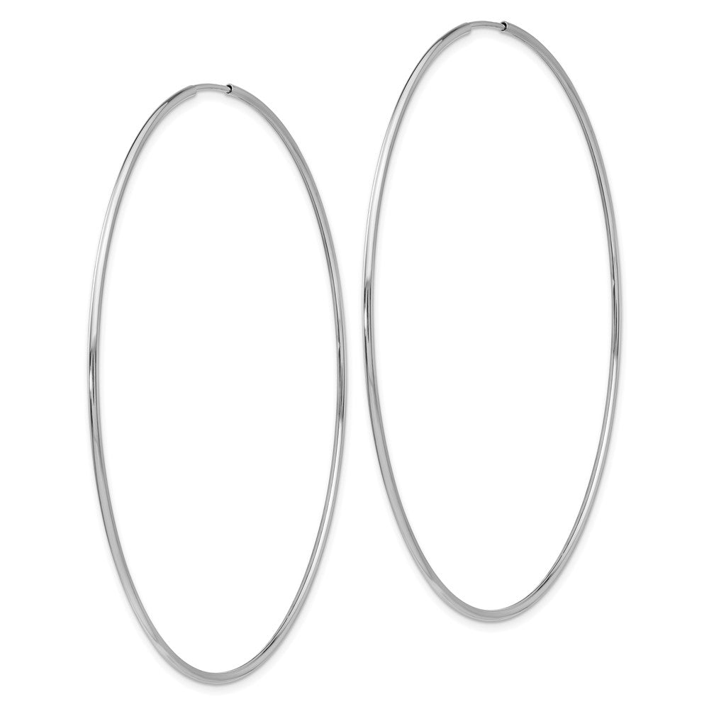 10k White Gold 69.5 mm Polished Endless Tube Hoop Earrings (2.22 grams)