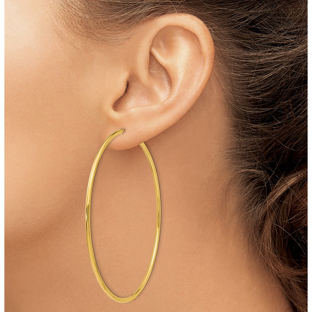 10k Yellow Gold 69.5 mm Endless Hoop Earrings (3.49 grams)