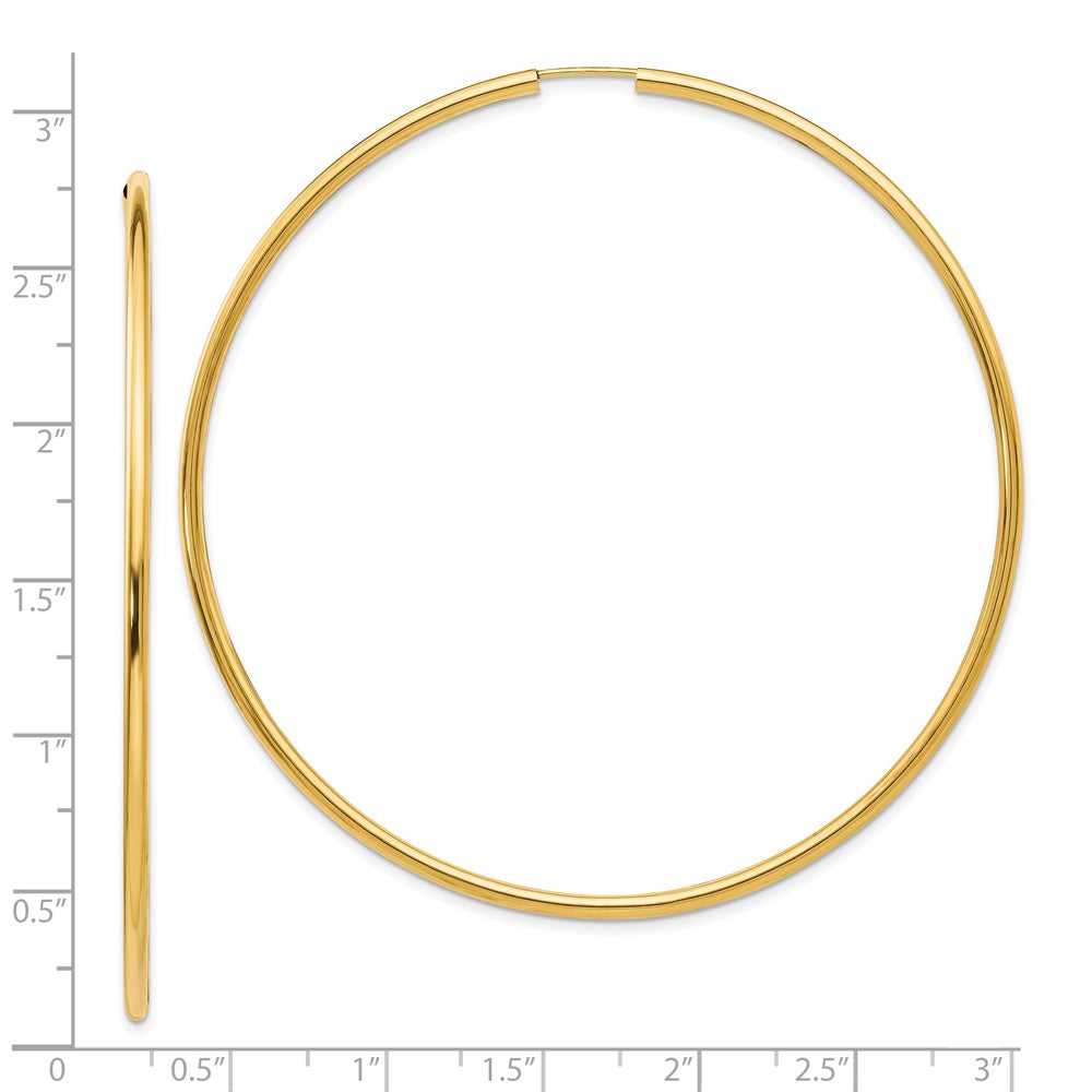 10k Yellow Gold 69.5 mm Endless Hoop Earrings (3.49 grams)