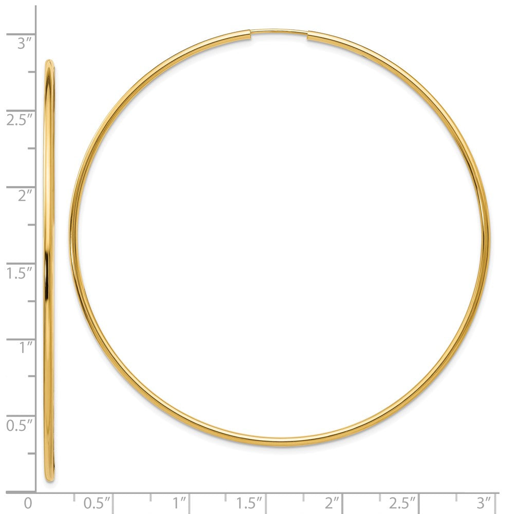 10k Yellow Gold 74 mm Endless Hoop Earrings (2.35 grams)