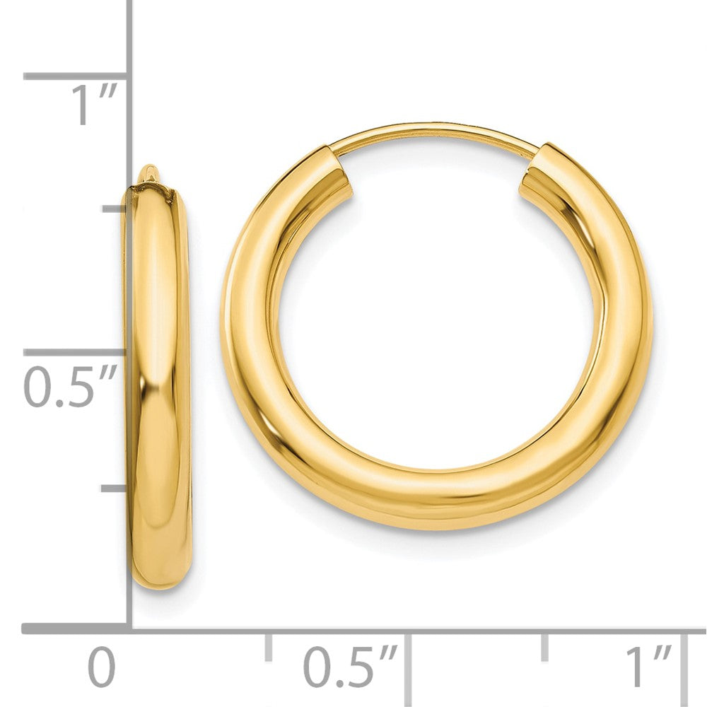 10k Yellow Gold 20 mm Polished Endless Tube Hoop Earrings (1.07 grams)