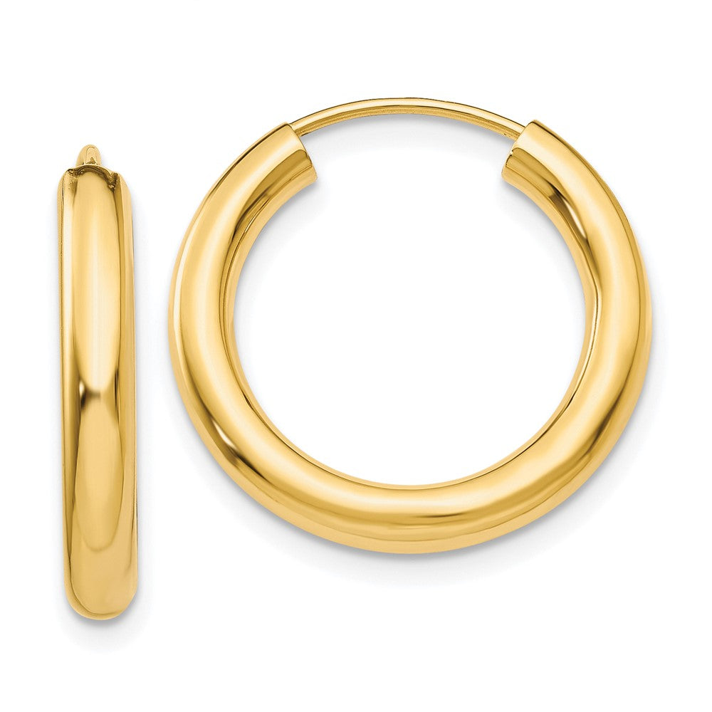 10k Yellow Gold 20 mm Polished Endless Tube Hoop Earrings (1.07 grams)