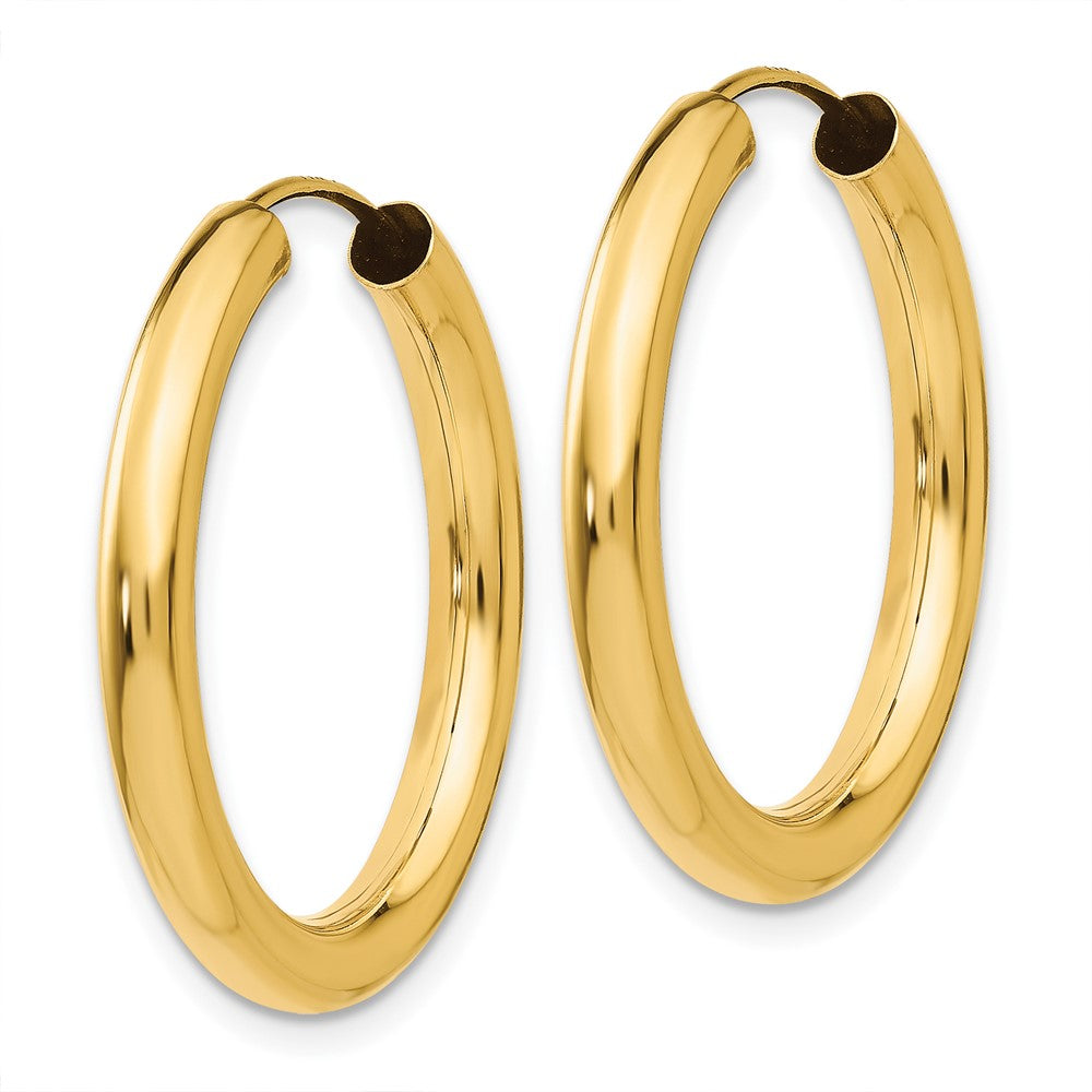 10k Yellow Gold 25 mm Polished Endless Tube Hoop Earrings (1.46 grams)