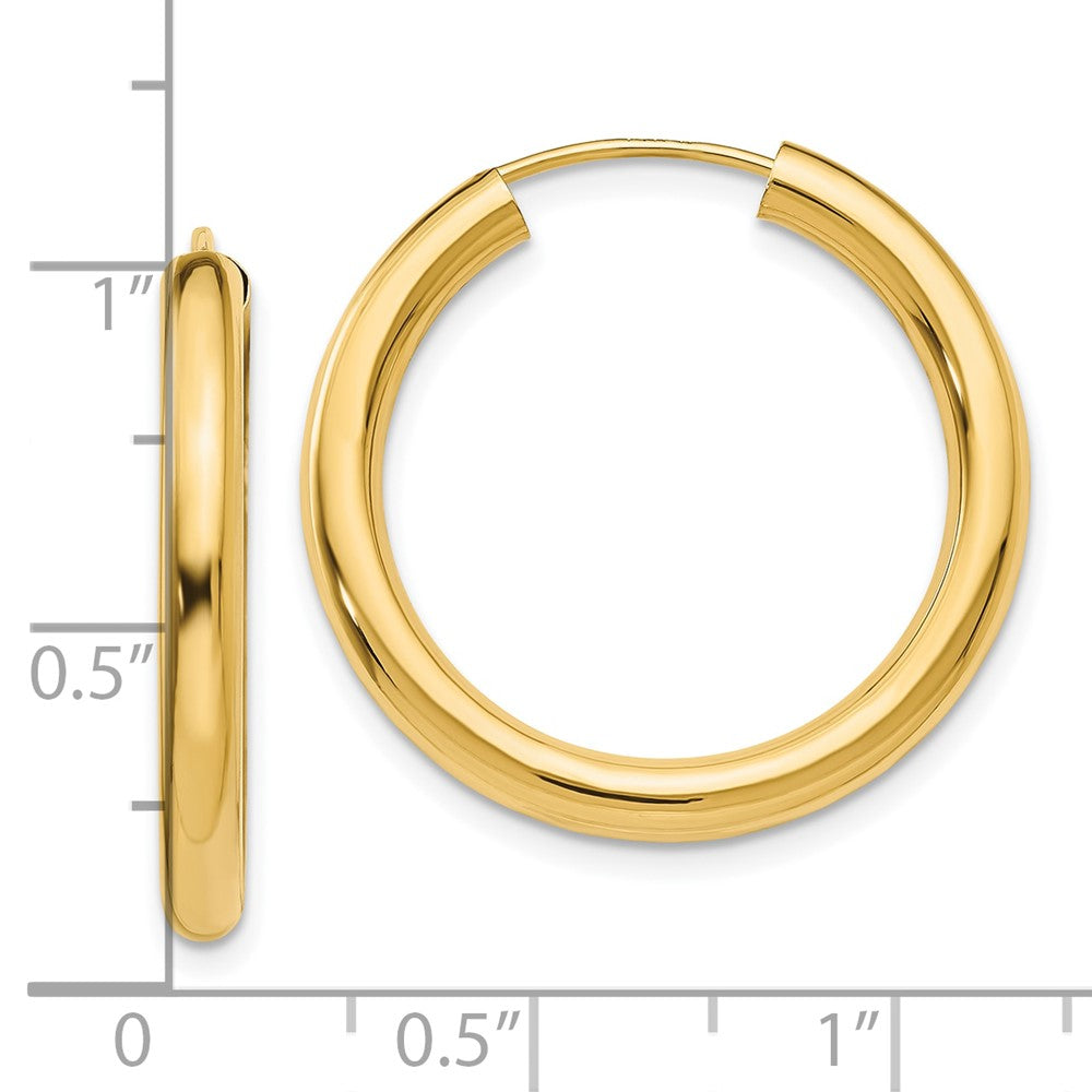 10k Yellow Gold 25 mm Polished Endless Tube Hoop Earrings (1.46 grams)