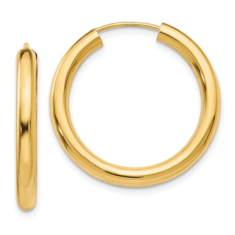 10k Yellow Gold 25 mm Polished Endless Tube Hoop Earrings (1.46 grams)