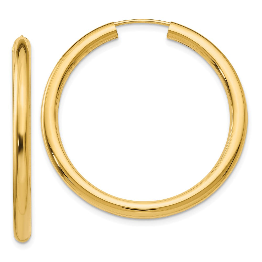 10k Yellow Gold 35 mm Polished Endless Tube Hoop Earrings (2.19 grams)